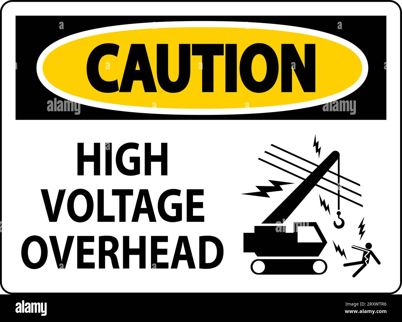 Caution Sign High Voltage Overhead Stock Vector