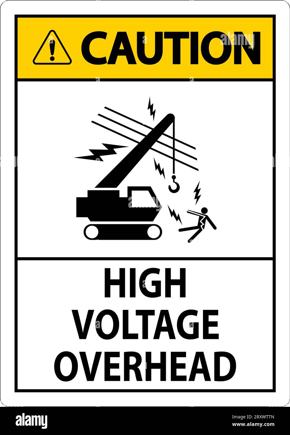 Caution Sign High Voltage Overhead Stock Vector