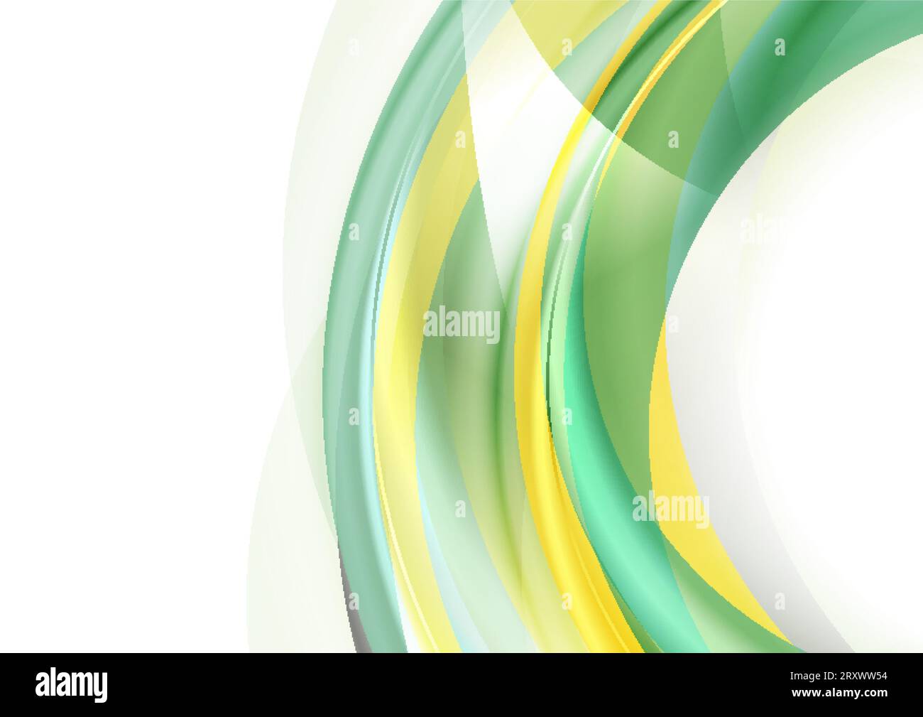 Colorful green and yellow glowing abstract curved waves graphic design ...