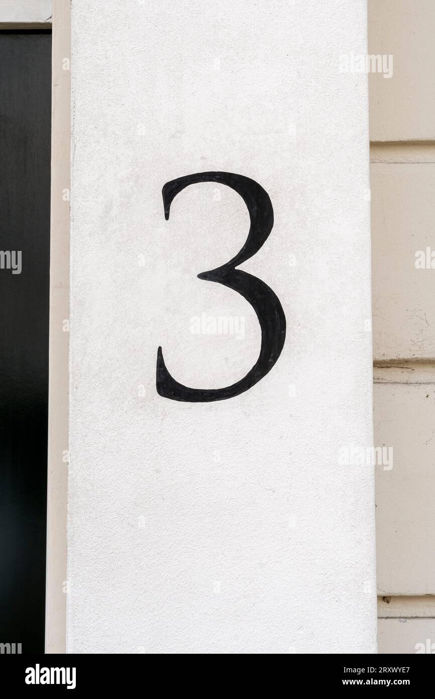 Black figure number three on white background Stock Photo