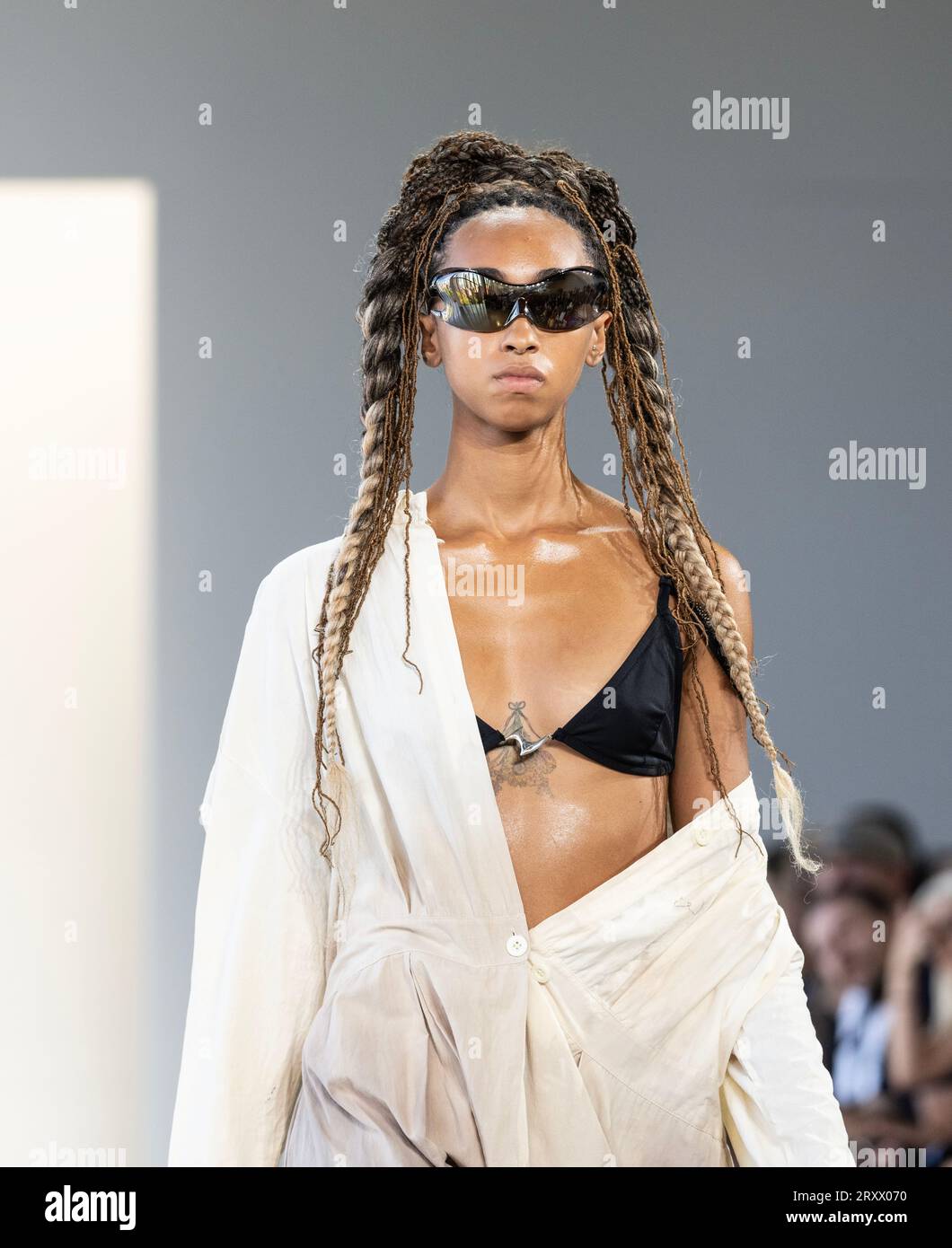 Model walks runway showing design by Jenny Kim and Haeun Lee for Kimmy J at  Concept Korea during New York SS2024 Fashion Week at SPring Studios on  September 12, 2023 Stock Photo - Alamy
