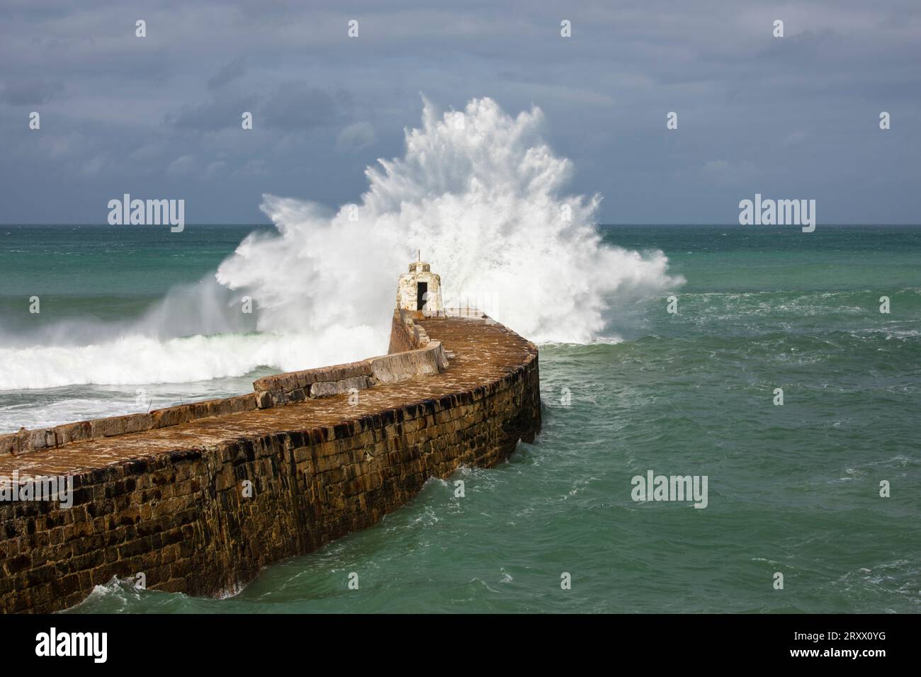 Deep Impact at Portreath Cornwall Stock Photo