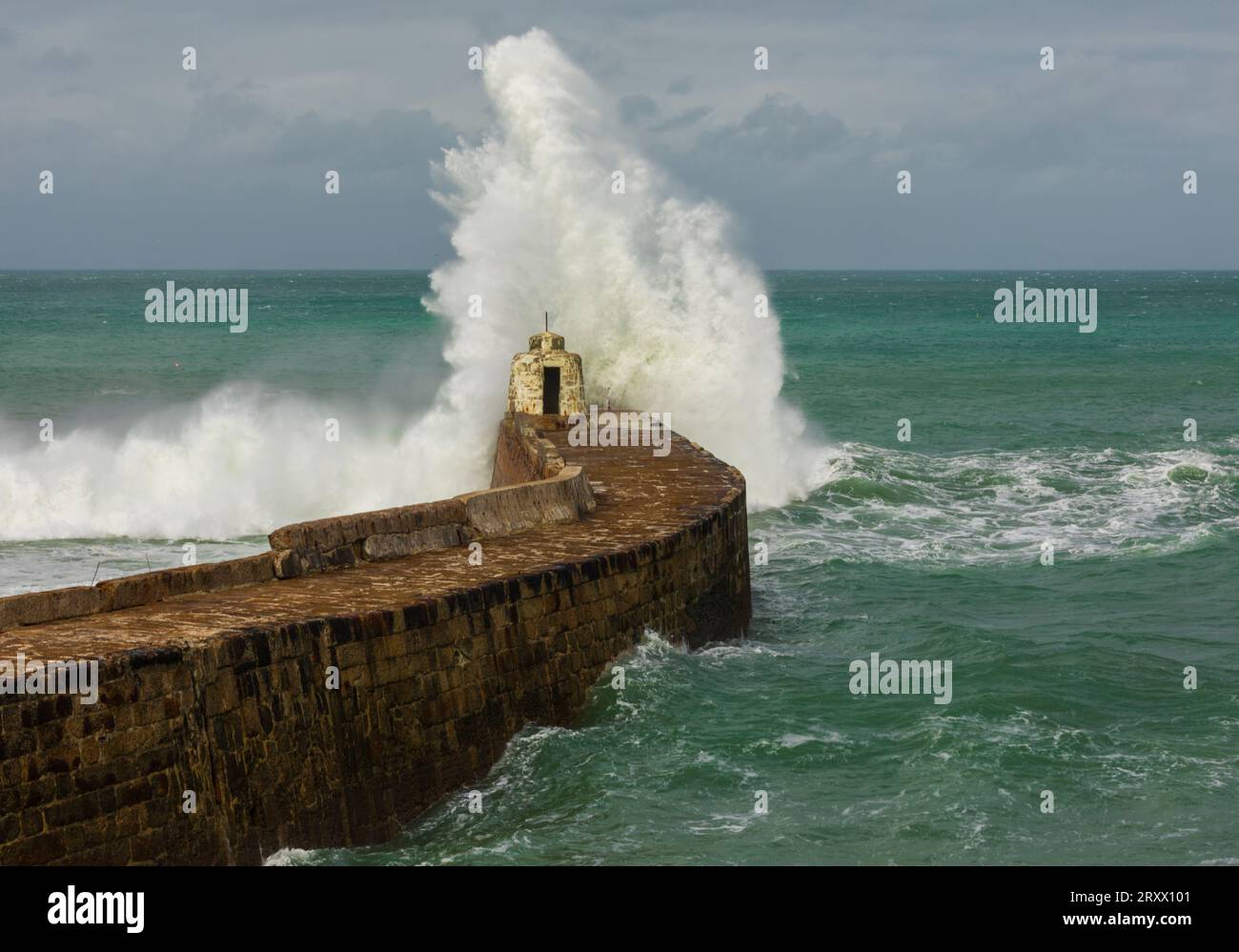Big Seas At Portreath Stock Photo