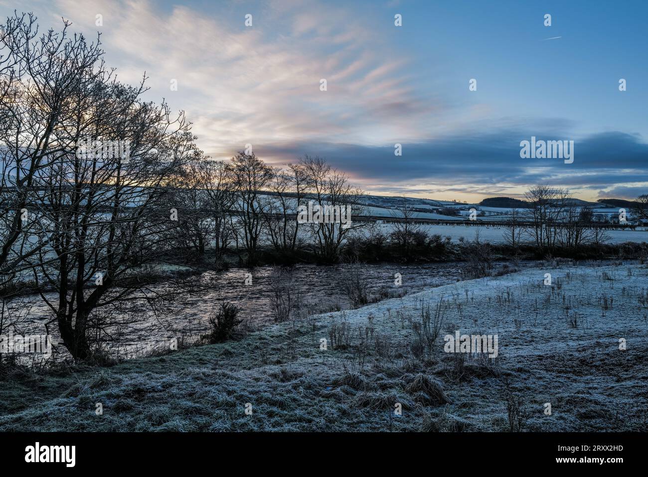 Winters morning in the countryside around the river Doon Ayrshire, Scotland Stock Photo