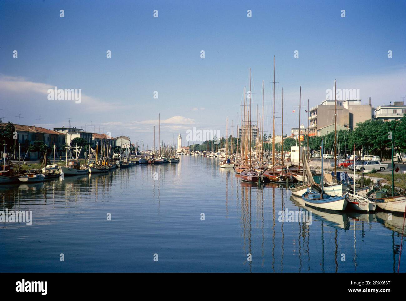 Fishing boats and yachts in harbour Porto canale di Rimini, Rimini ...