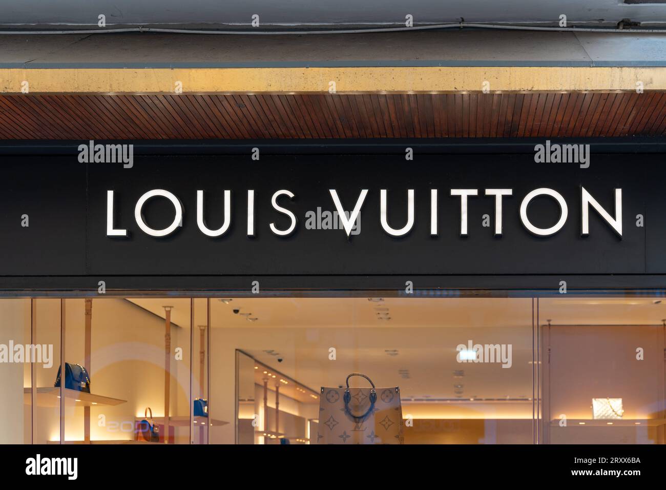 Louis Vuitton Store Facade On Fashion Street Stock Photo