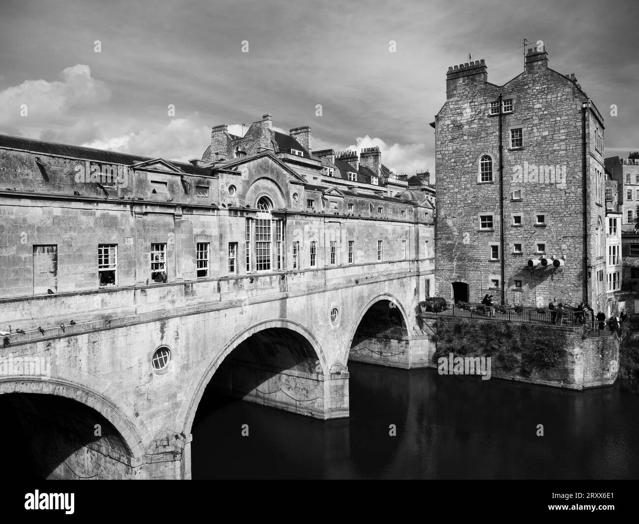 Black and White, Pulteney Bridge, Historic Bridge, River Avon, Bath