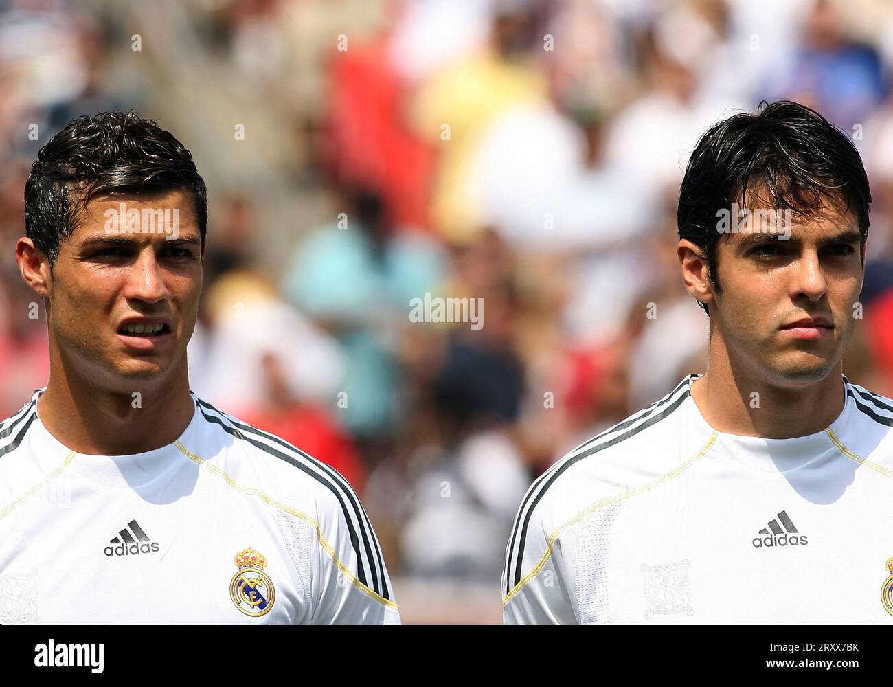 LANDOVER, MD - AUGUST  of Real Cristiano Ronaldo #9 and Kaka #8 playing against DC United in Landover, Maryland in 2009. Stock Photo
