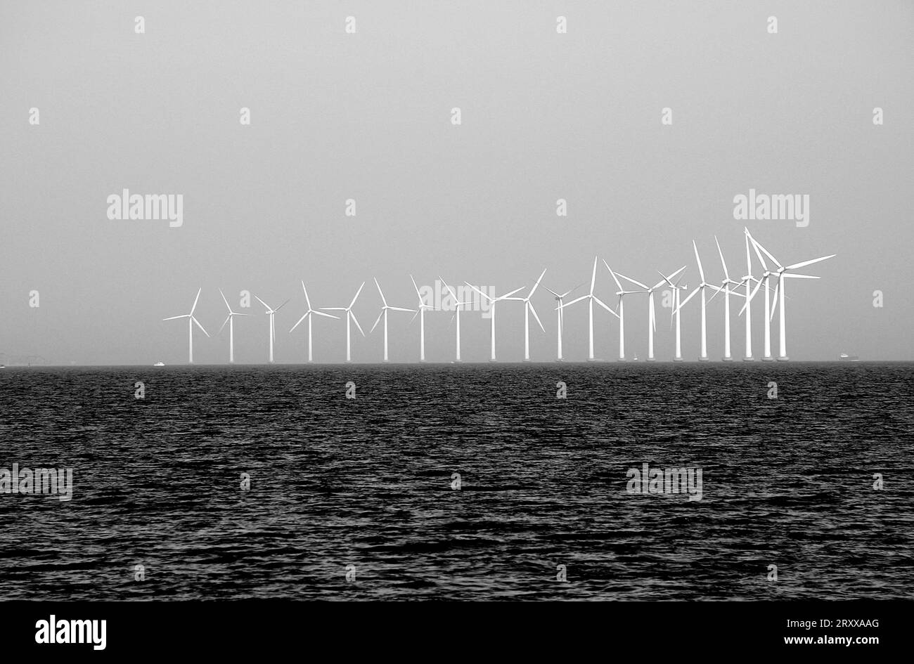 Copenhagen Denmark./27 March 2020 /Green energy wind turbines park in Oresund sea  Denmark produce green energy and produce wind turbines vesta in Denmark.     (Photo..Francis Dean / Deanpictures). Stock Photo
