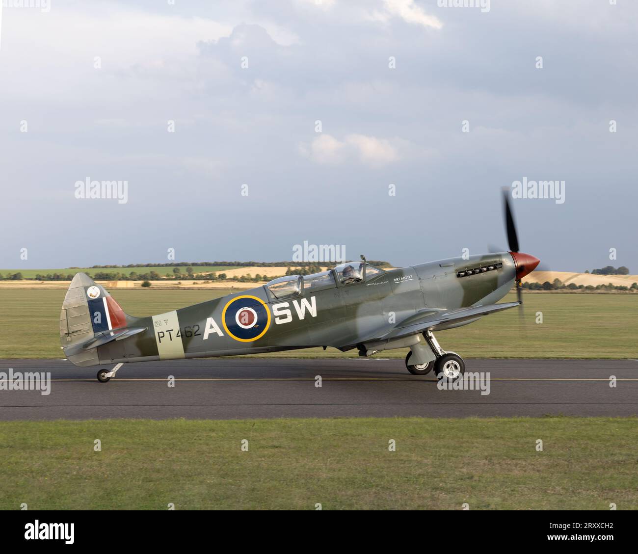 Supermarine Spitfire T9 PT462 converted to a two-seat configuration at the 2023 Battle of Britain Air Show at IWM Duxford Stock Photo