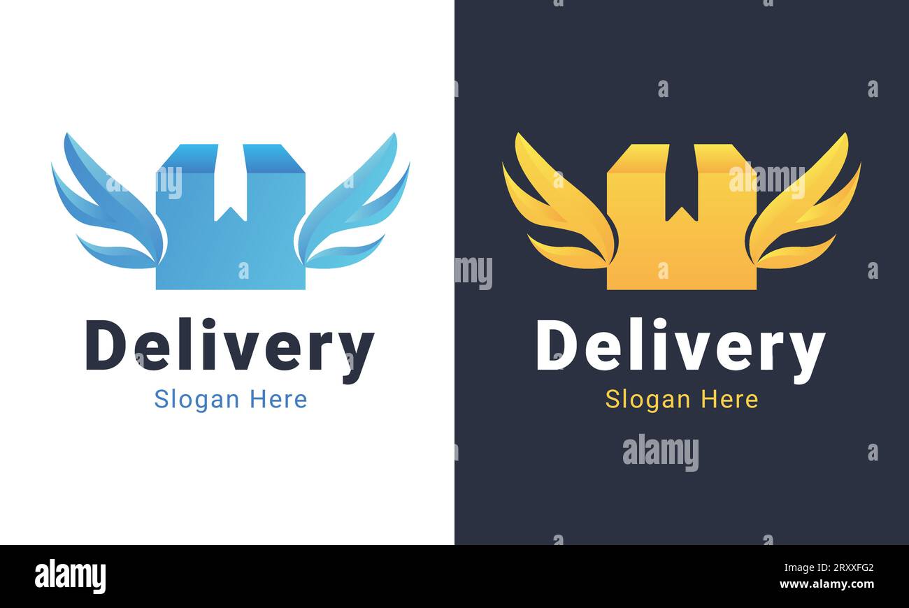 Delivery Box Logo Design Box with Wings Logotype Logistic Stock Vector