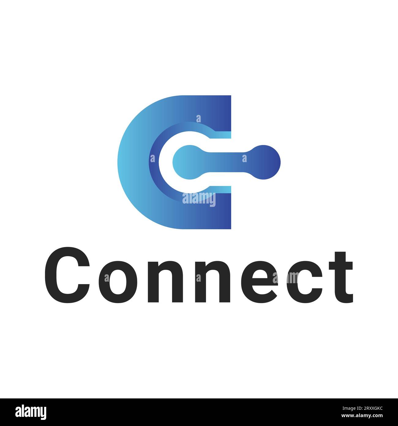 Initial Letter C Logo Design Tech C Connect Logotype Stock Vector