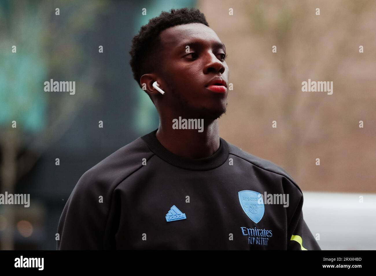 Arsenal's Eddie Nketiah arrives prior to kick off during the Brentford FC v Arsenal FC Carabao Cup Round 3 match at Gtech Community Stadium, London, England, United Kingdom on 27 September 2023 Credit: Every Second Media/Alamy Live News Stock Photo