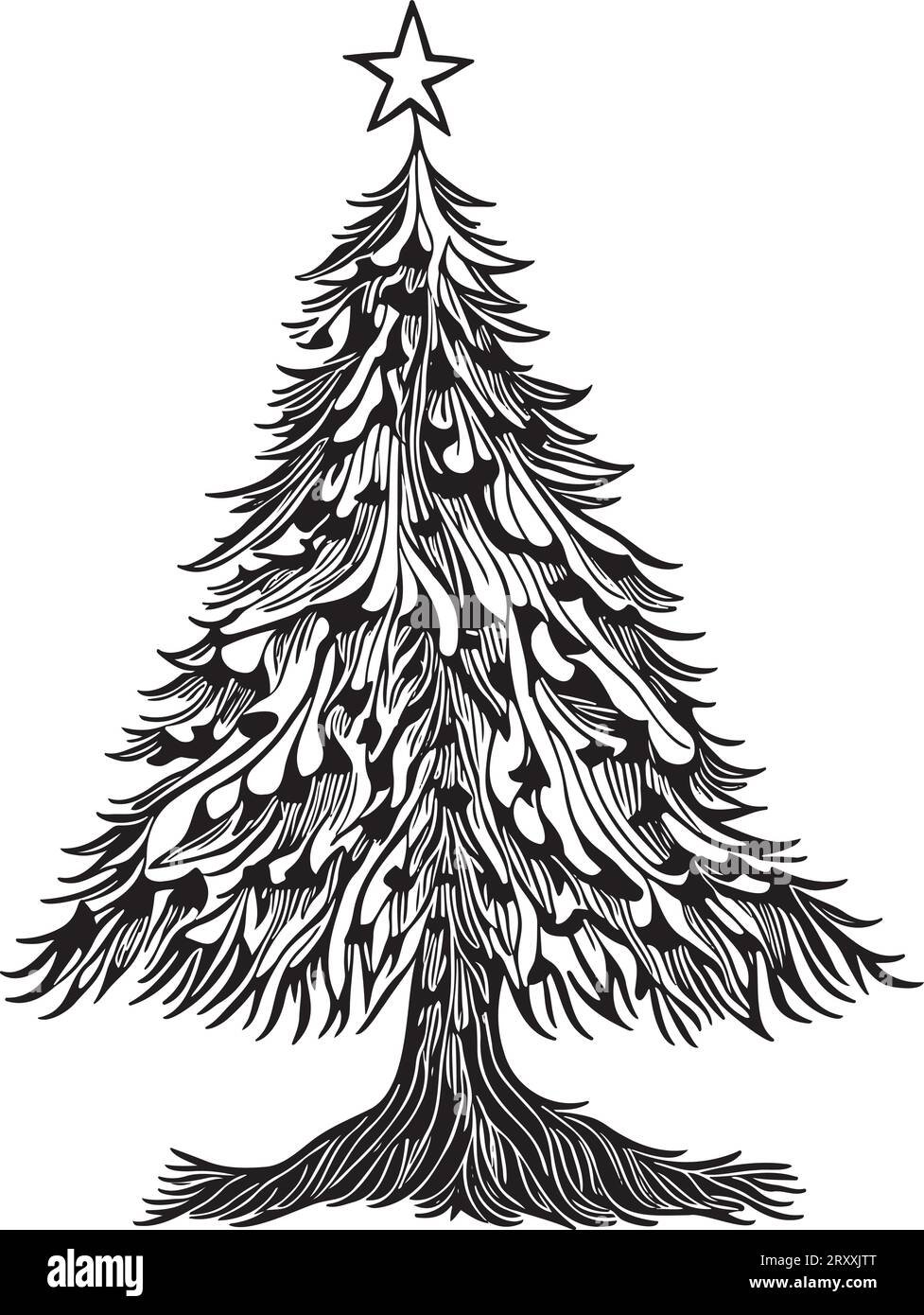 Christmas Tree Black And White Vector Stock Vector Image & Art Alamy