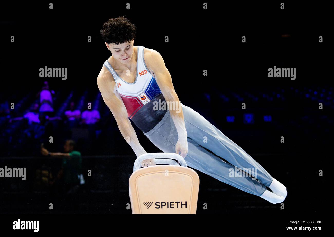ANTWERP Gymnast Jermain Grunberg prepares during training for the