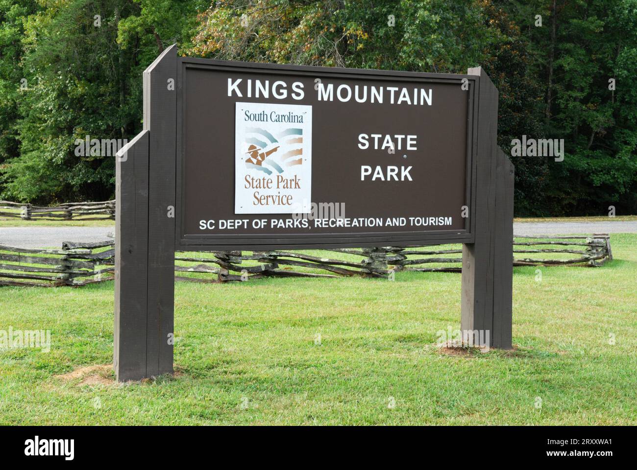 Photo of the Kings Mountain State Park Sign, South Carolina, USA Stock