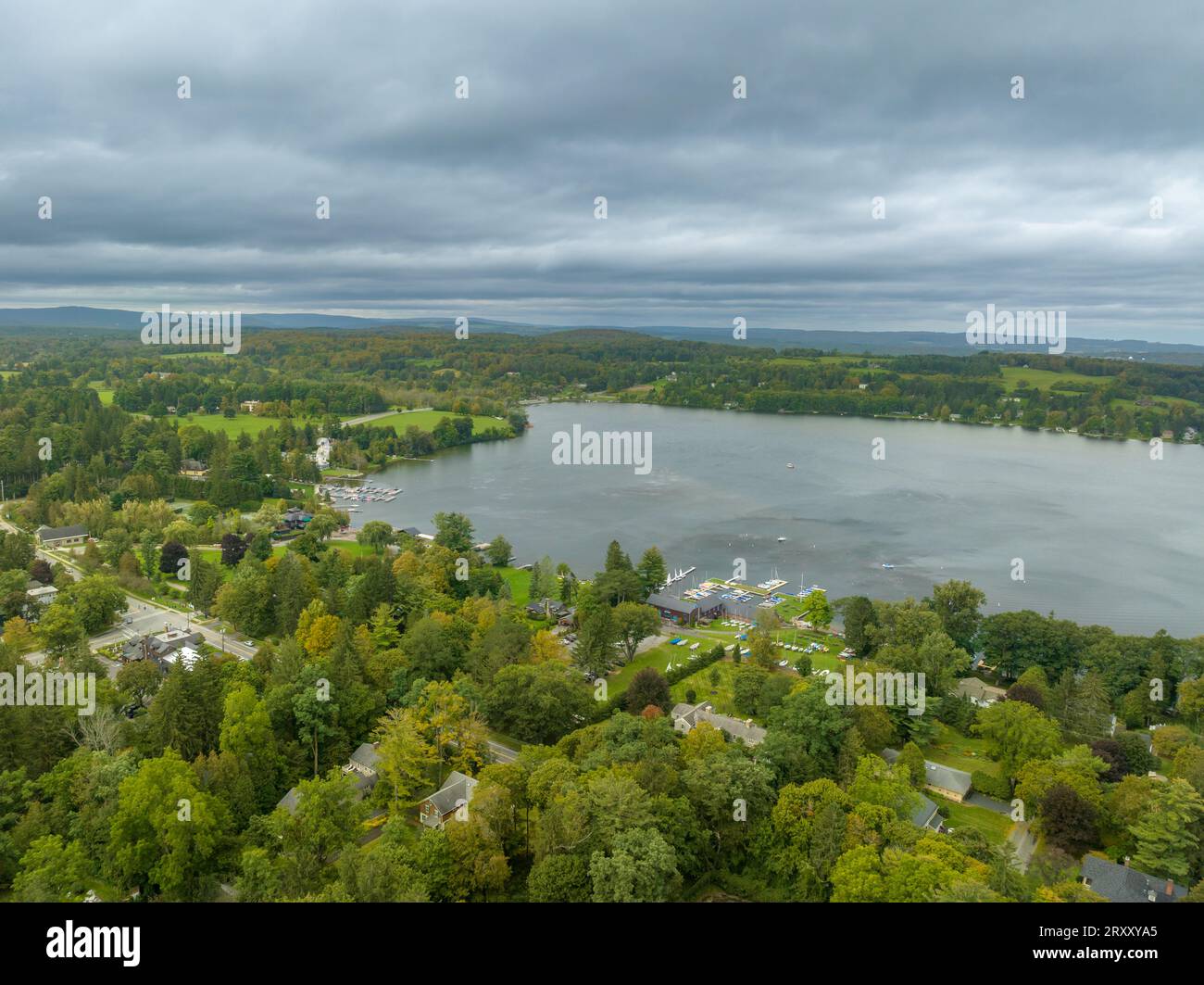 Aerial photo of Cazenovia Lake located in Town of Cazenovia, Madison