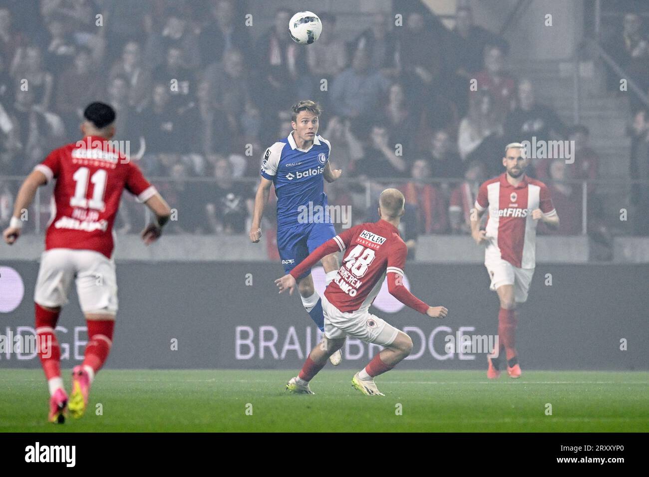 Gent's Matisse Samoise pictured in action during a soccer match between Royal Antwerp FC and KAA Gent, a postponed match of day 05 of the 2023-2024 season of the 'Jupiler Pro League' first division of the Belgian championship, in Antwerp Wednesday 27 September 2023. BELGA PHOTO TOM GOYVAERTS Stock Photo