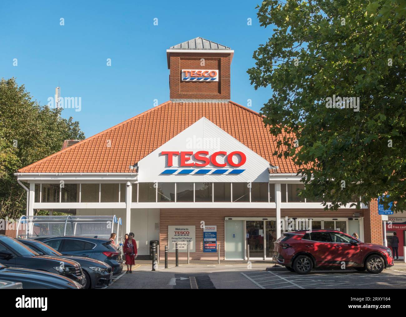 Entrance to the Tesco superstore in East Didsbury, England, UK Stock Photo