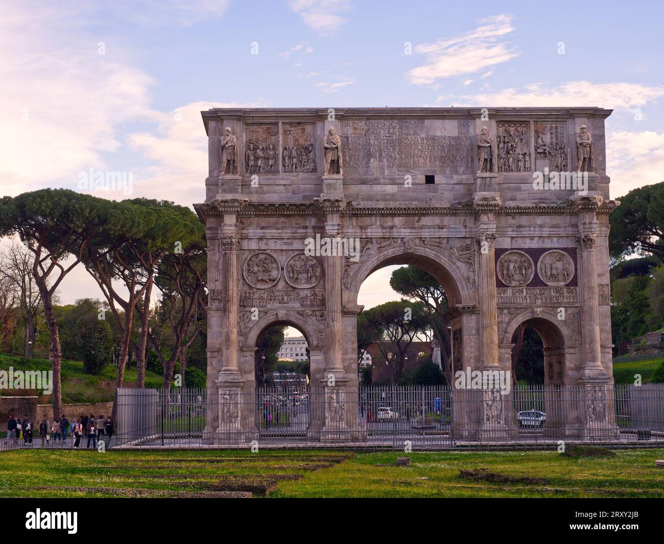 Arch of Constantine view in sunset, Rome, Italy Stock Photo