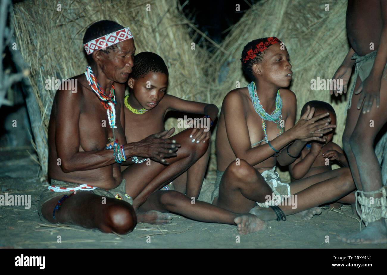 Bushman woman singing, africa, San, Bushmen, Bushmen, woman, people, people, Kalahari, Namibia, Bushman woman sing Stock Photo