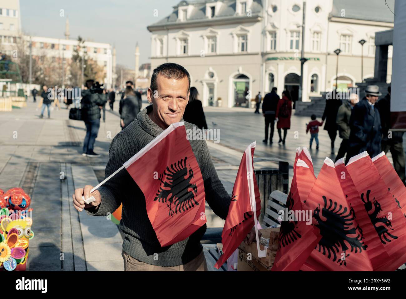 Pristina, Kosovo. November 2017. The capital of Kosovo is preparing to celebrate the tenth anniversary of independence Stock Photo
