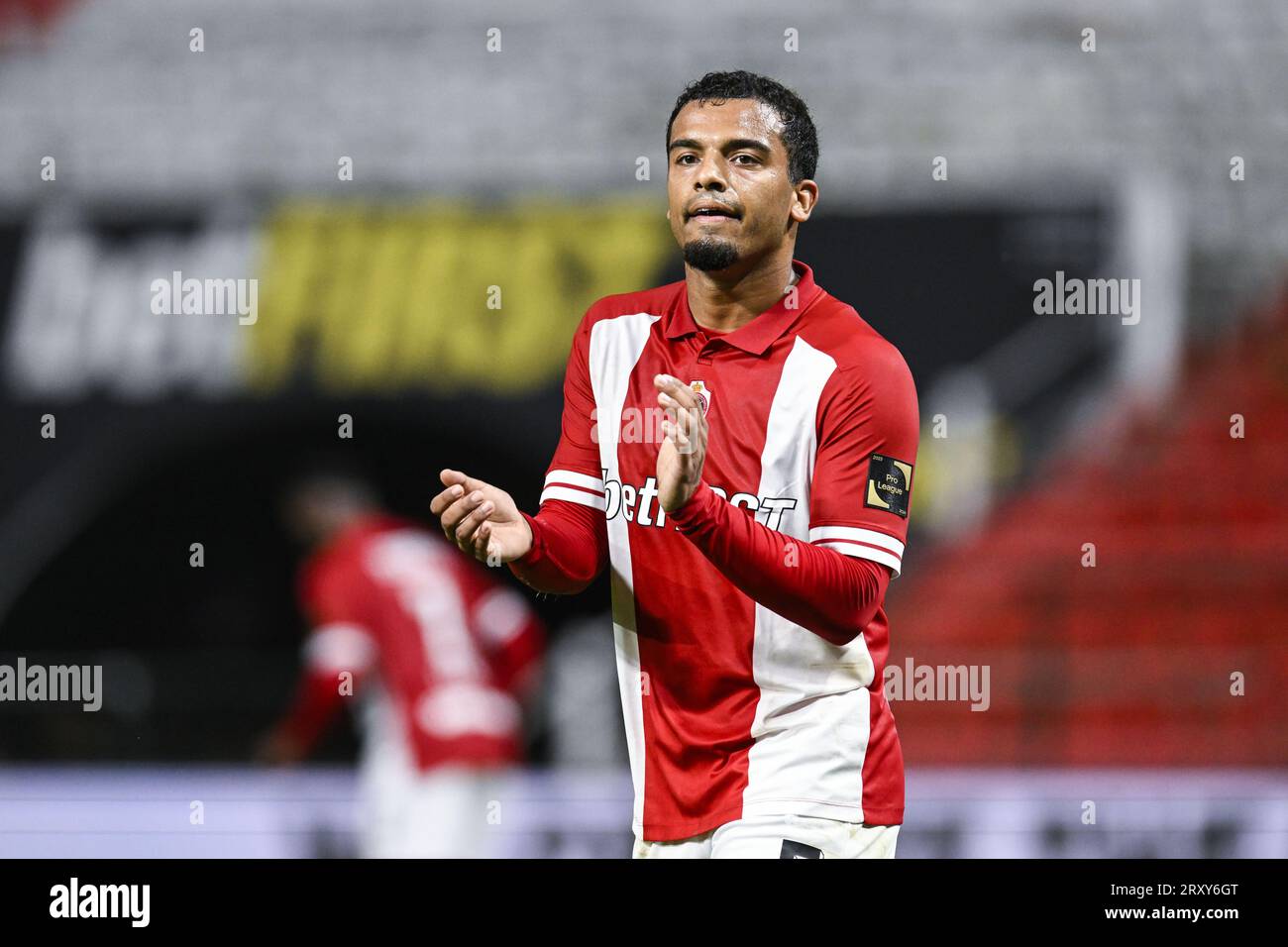 Antwerp's Owen Wijndal pictured during a soccer match between Royal Antwerp FC and KAA Gent, a postponed match of day 05 of the 2023-2024 season of the 'Jupiler Pro League' first division of the Belgian championship, in Antwerp Wednesday 27 September 2023. BELGA PHOTO TOM GOYVAERTS Stock Photo