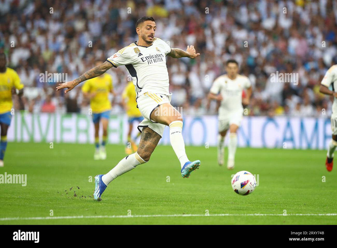 Real Madrid´s Joselu in action during La Liga EA Sports Match Day 7 between Real Madrid and UD Las Palmas at Santiago Bernabeu Stadium in Madrid, Spain, on September 27, 2023