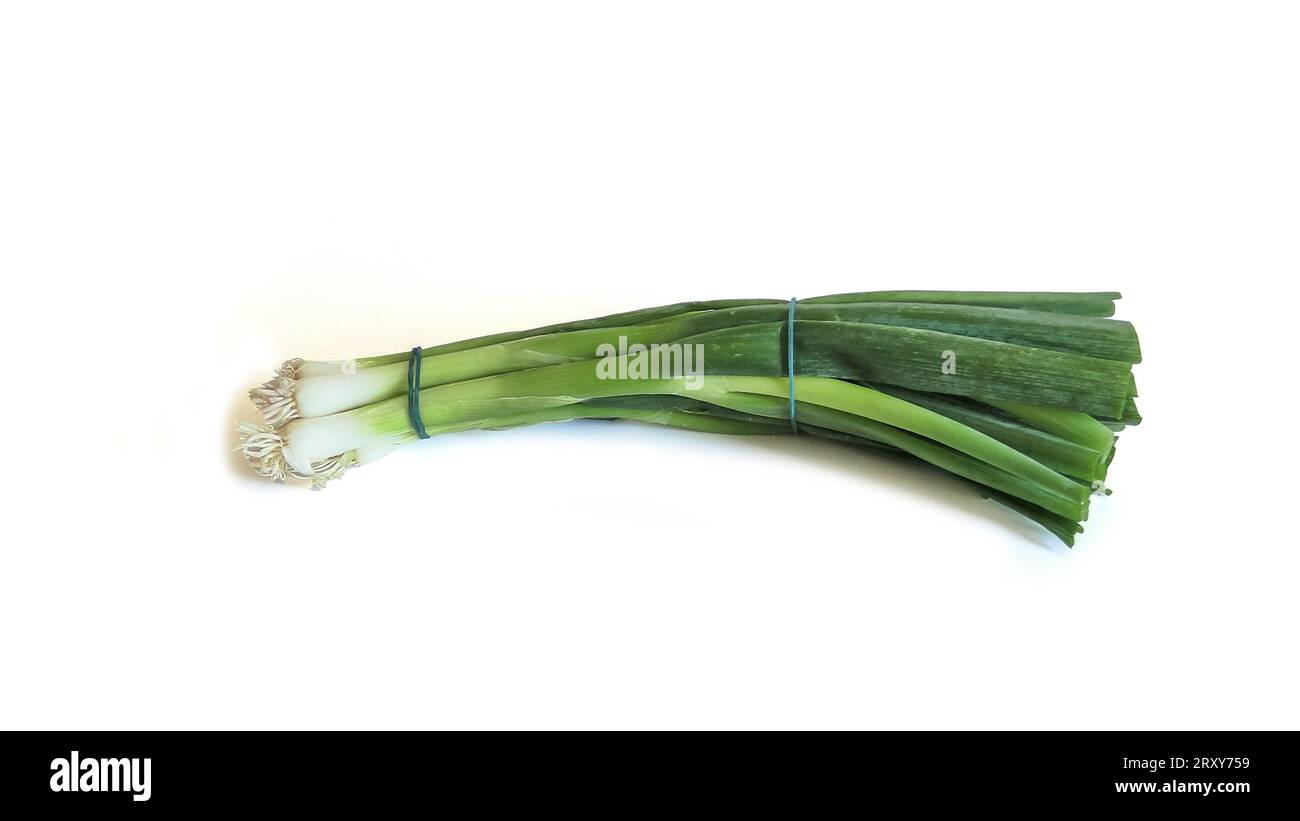 bunch of white onion on a white background Stock Photo