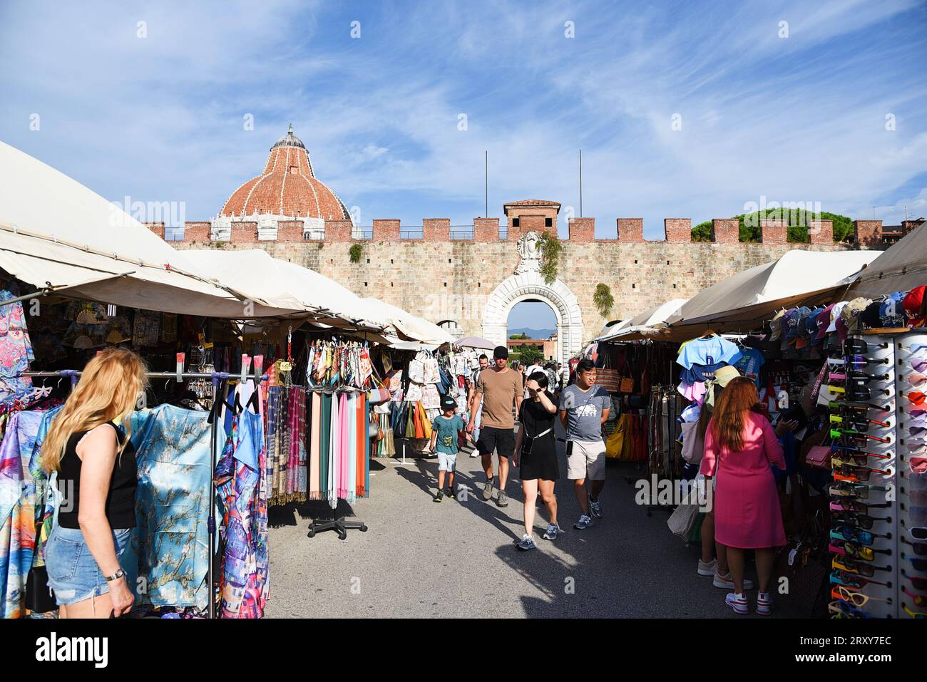 Pisa, Italy. September 18, 2023. One of the many tourist markets in Pisa, Italy. High quality photo Stock Photo