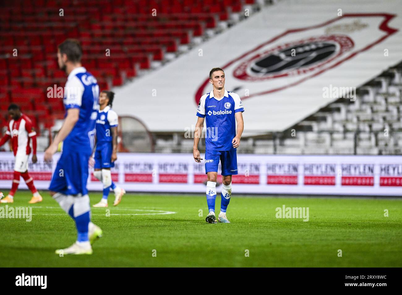 Gent's Julien De Sart looks dejected during a soccer match between Royal Antwerp FC and KAA Gent, a postponed match of day 05 of the 2023-2024 season of the 'Jupiler Pro League' first division of the Belgian championship, in Antwerp Wednesday 27 September 2023. BELGA PHOTO TOM GOYVAERTS Stock Photo