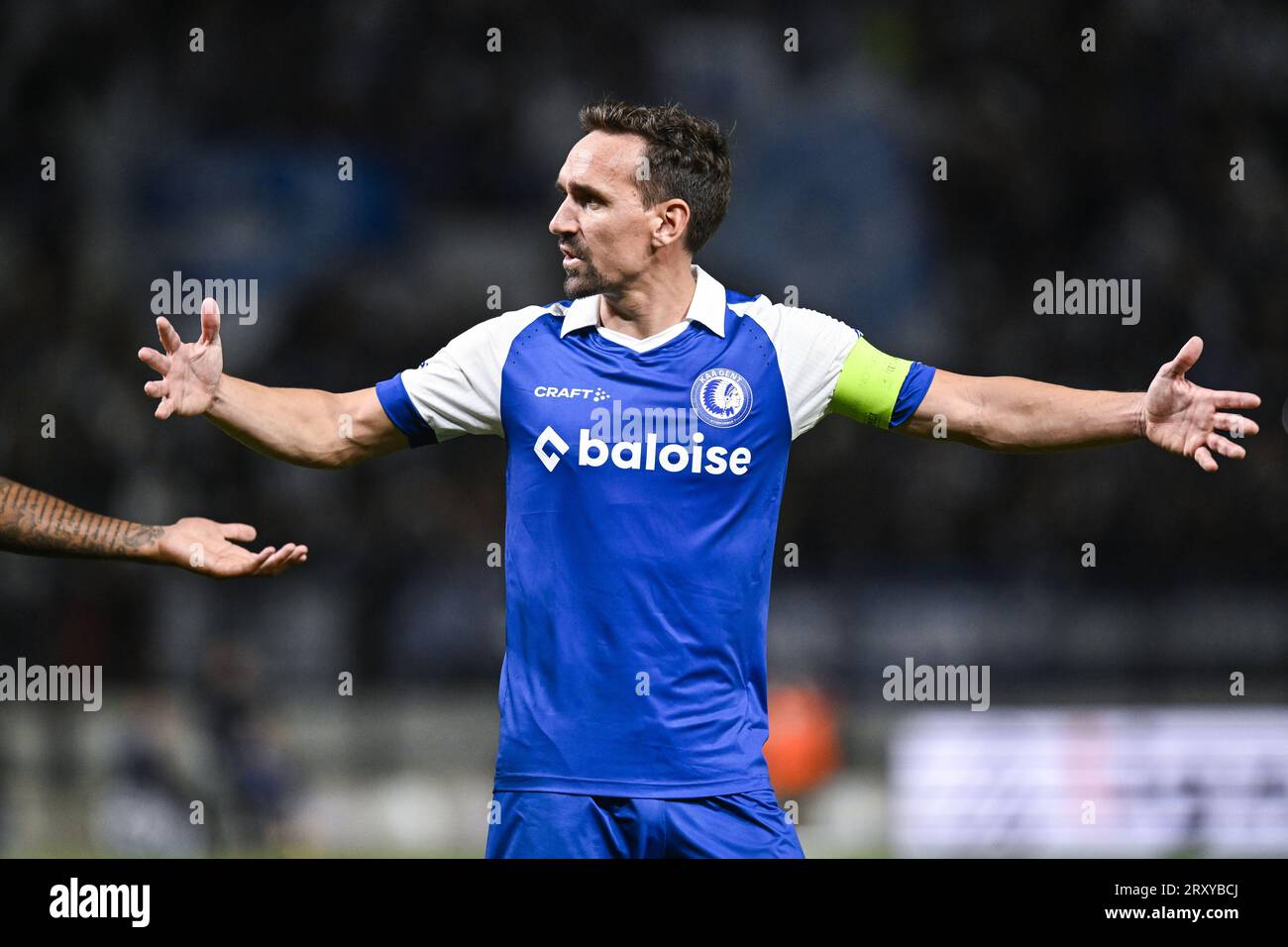 Gent's Sven Kums reacts during a soccer match between Royal Antwerp FC and KAA Gent, a postponed match of day 05 of the 2023-2024 season of the 'Jupiler Pro League' first division of the Belgian championship, in Antwerp Wednesday 27 September 2023. BELGA PHOTO TOM GOYVAERTS Stock Photo