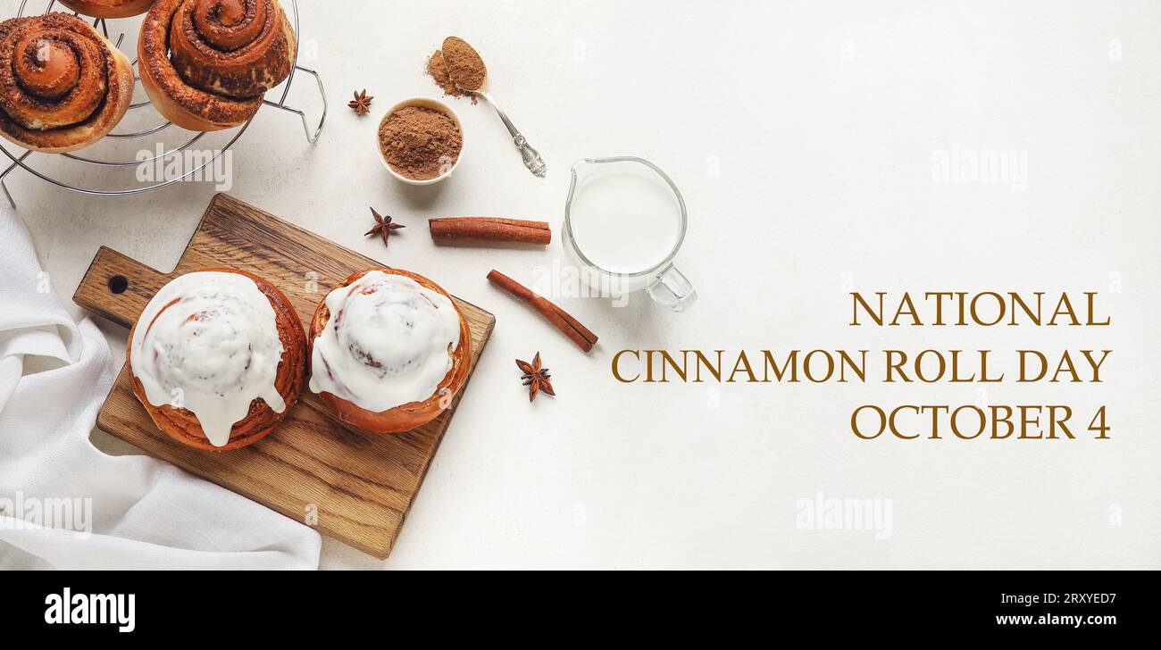 Greeting banner for National Cinnamon Roll Day Stock Photo Alamy