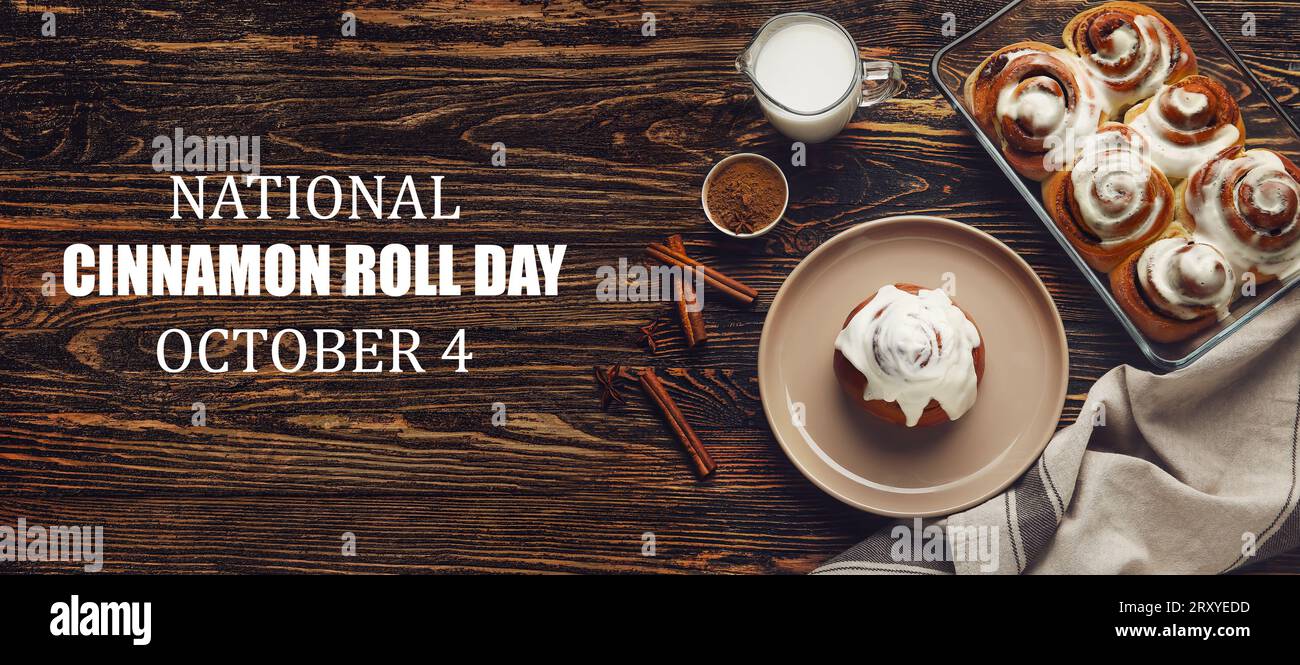 Greeting banner for National Cinnamon Roll Day Stock Photo Alamy