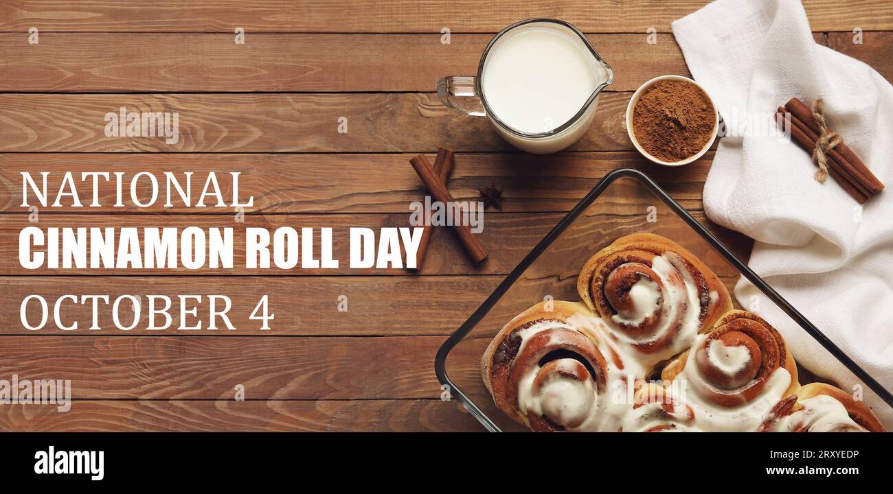 Greeting banner for National Cinnamon Roll Day Stock Photo Alamy