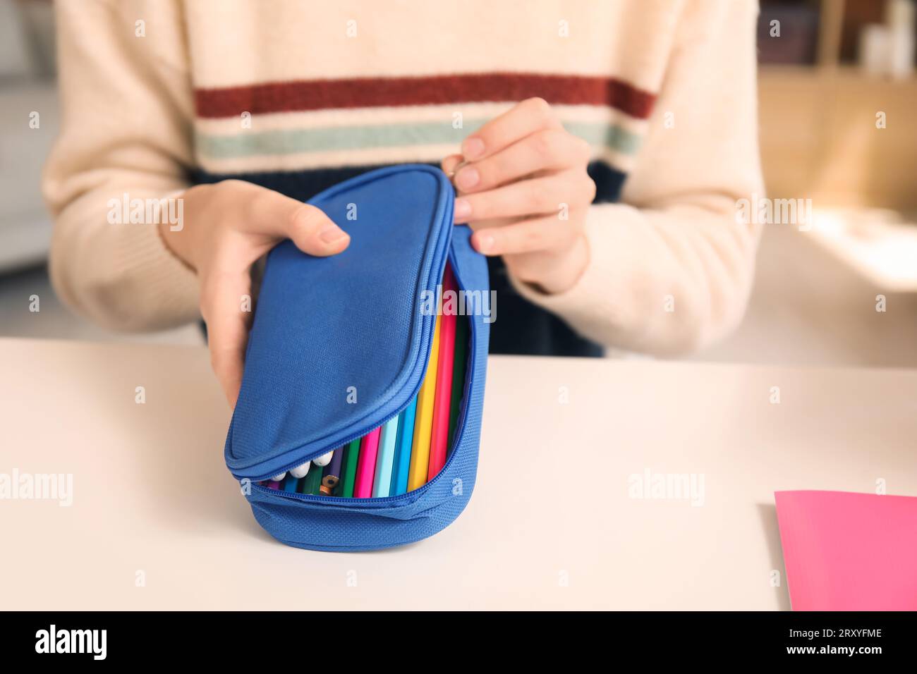 Female student pencil case hi-res stock photography and images - Alamy