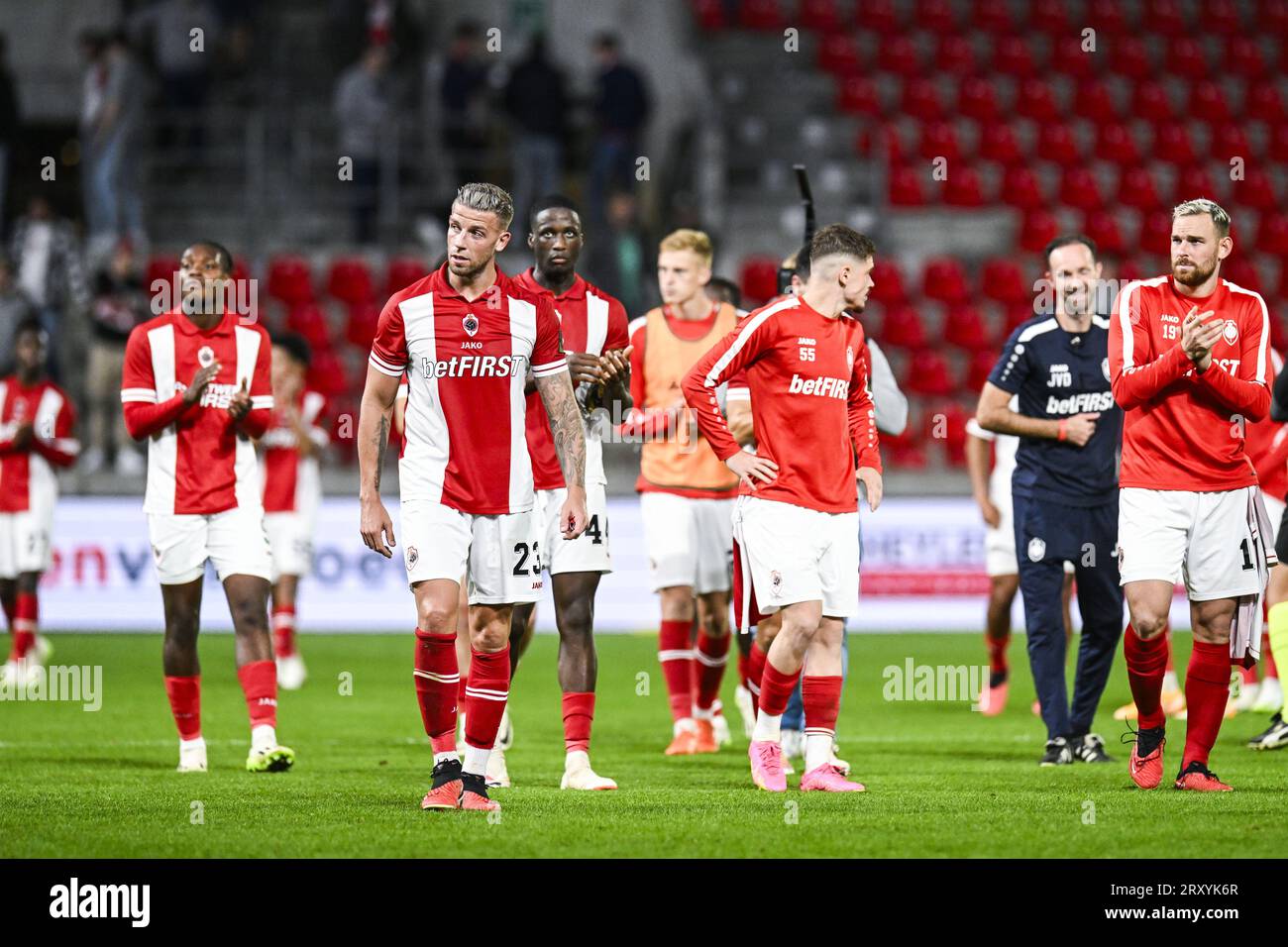 Antwerp's Toby Alderweireld looks dejected after a soccer match between Royal Antwerp FC and KAA Gent, a postponed match of day 05 of the 2023-2024 season of the 'Jupiler Pro League' first division of the Belgian championship, in Antwerp Wednesday 27 September 2023. BELGA PHOTO TOM GOYVAERTS Stock Photo