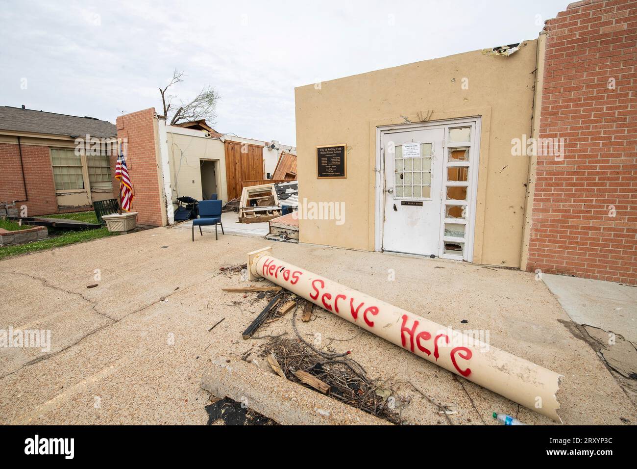 Rolling Fork, United States of America. 12 April, 2023. The remains of