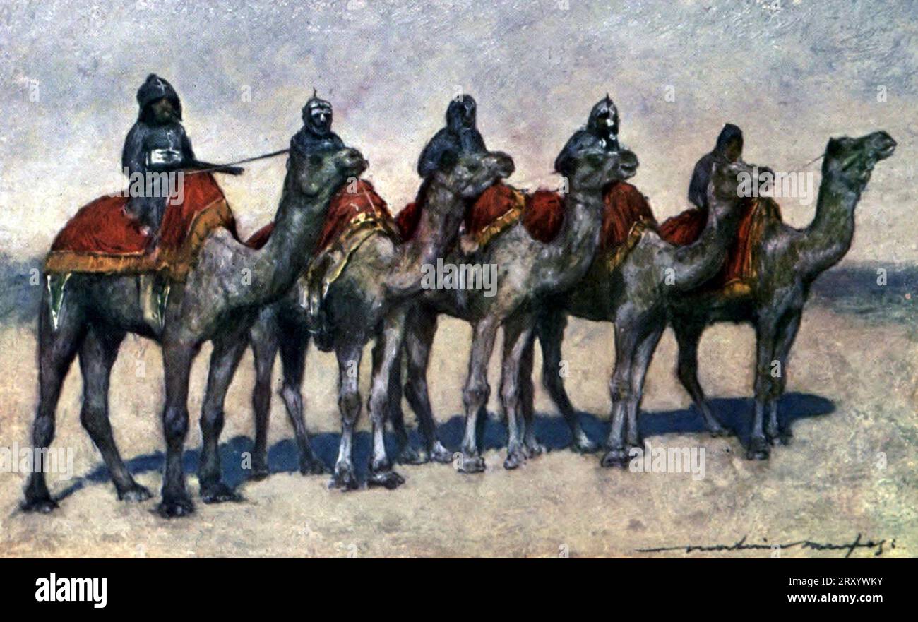 Armed Camel Riders from Bikanir, Durbar, British Raj, 1903 Stock Photo