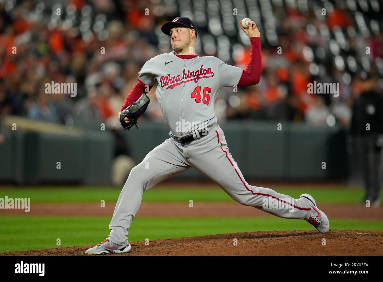 Washington Nationals starting pitcher Patrick Corbin throws during the  third inning of a baseball game against the Baltimore Orioles, Wednesday,  Sept. 27, 2023, in Baltimore. (AP Photo/Julio Cortez Stock Photo - Alamy