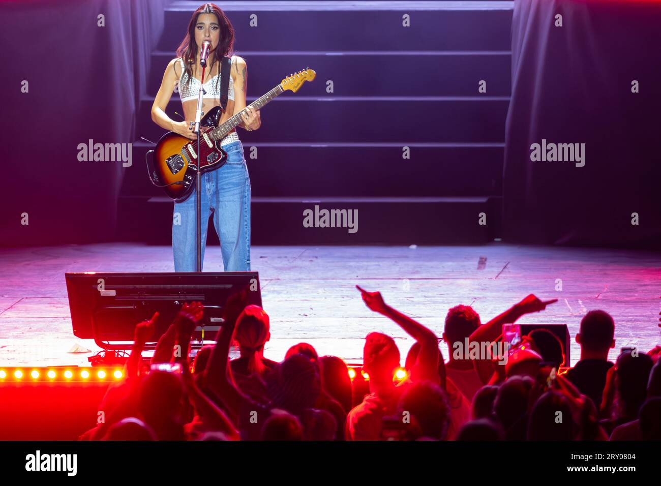 Levante, pseudonym of Claudia Lagona sing on stage during her live