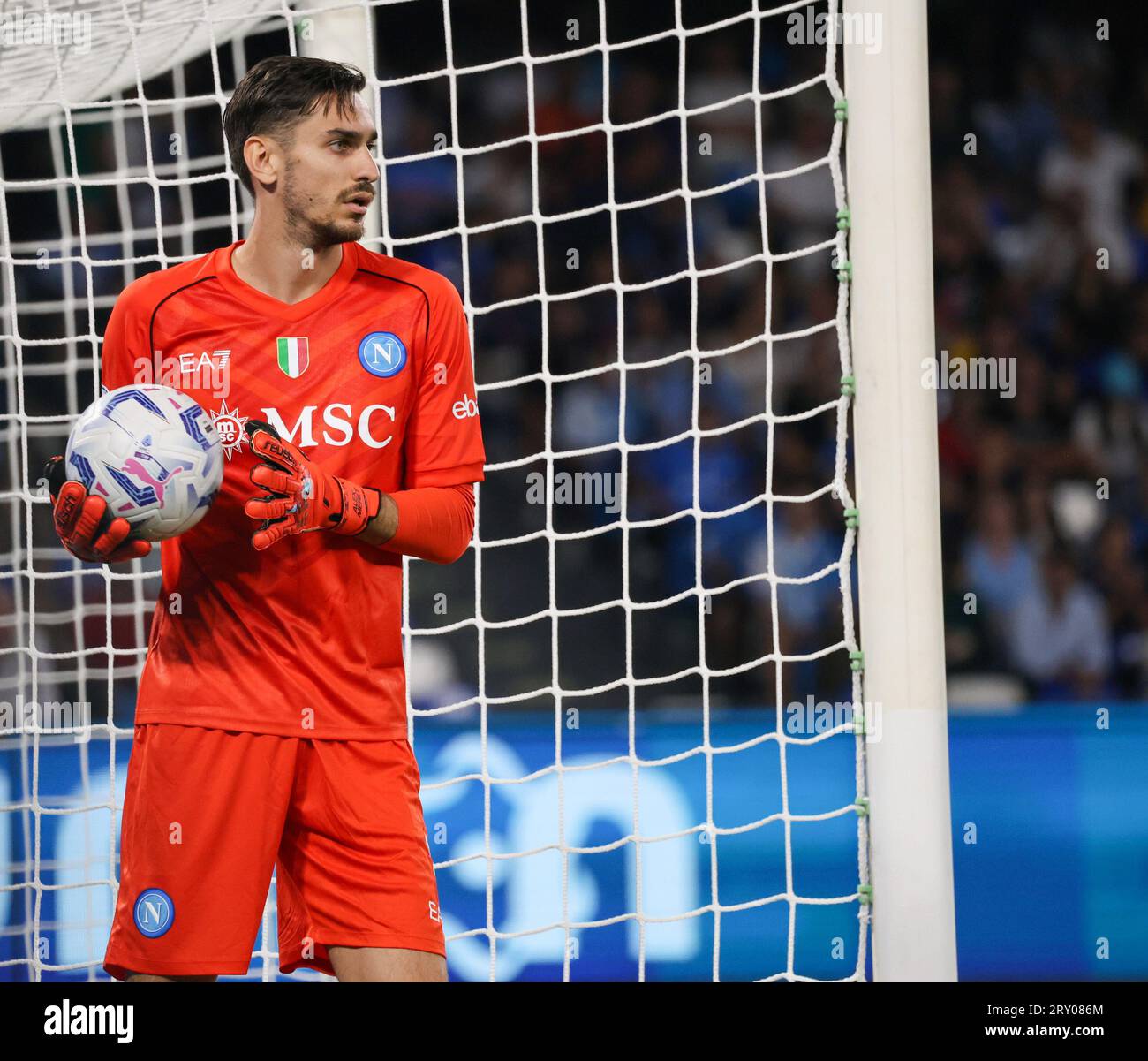 September 27, 2023, Naples, Campania, Italy: During the Italian Serie A Football match SSC Napoli vs FC Udinese on 27 September, 2023 at the Diego Armando Maradona Stadium in Naples.In Picture: Alex Meret of SSC Napoli (Credit Image: © Fabio Sasso/ZUMA Press Wire) EDITORIAL USAGE ONLY! Not for Commercial USAGE! Stock Photo