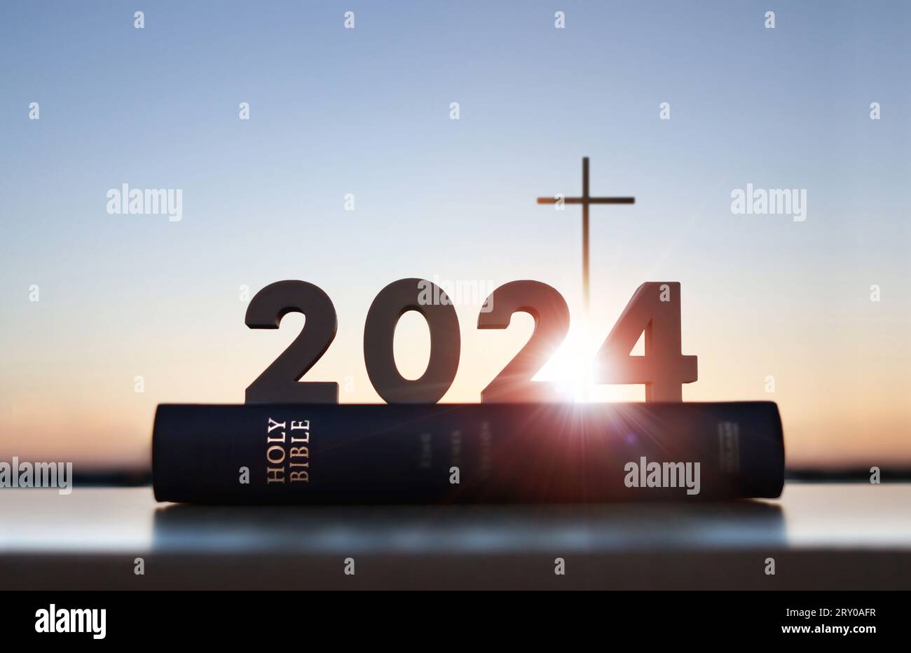 Brightly shining new year 2025, rising sun, sunrise and sunset