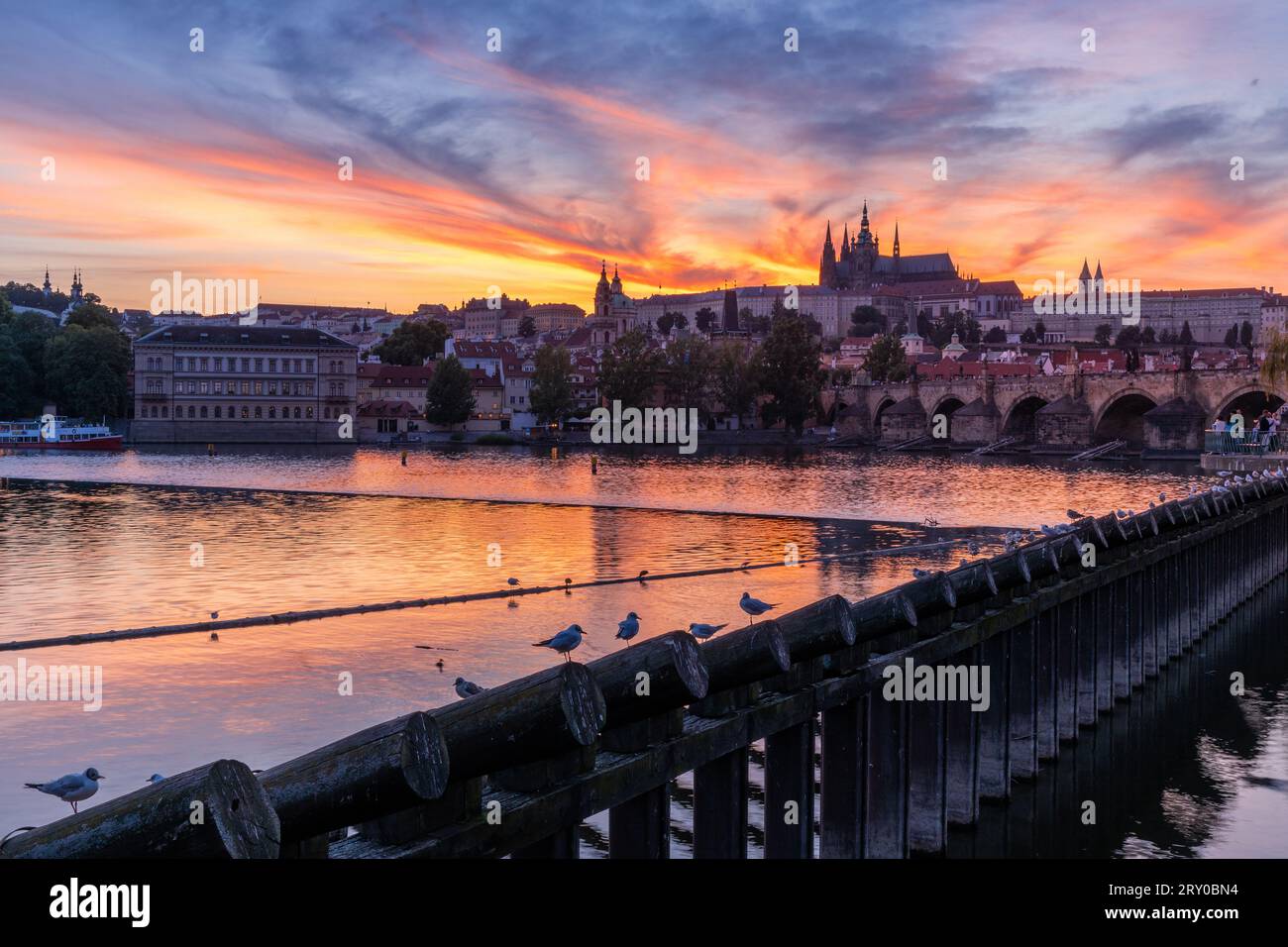 Sunset in Prague Stock Photo