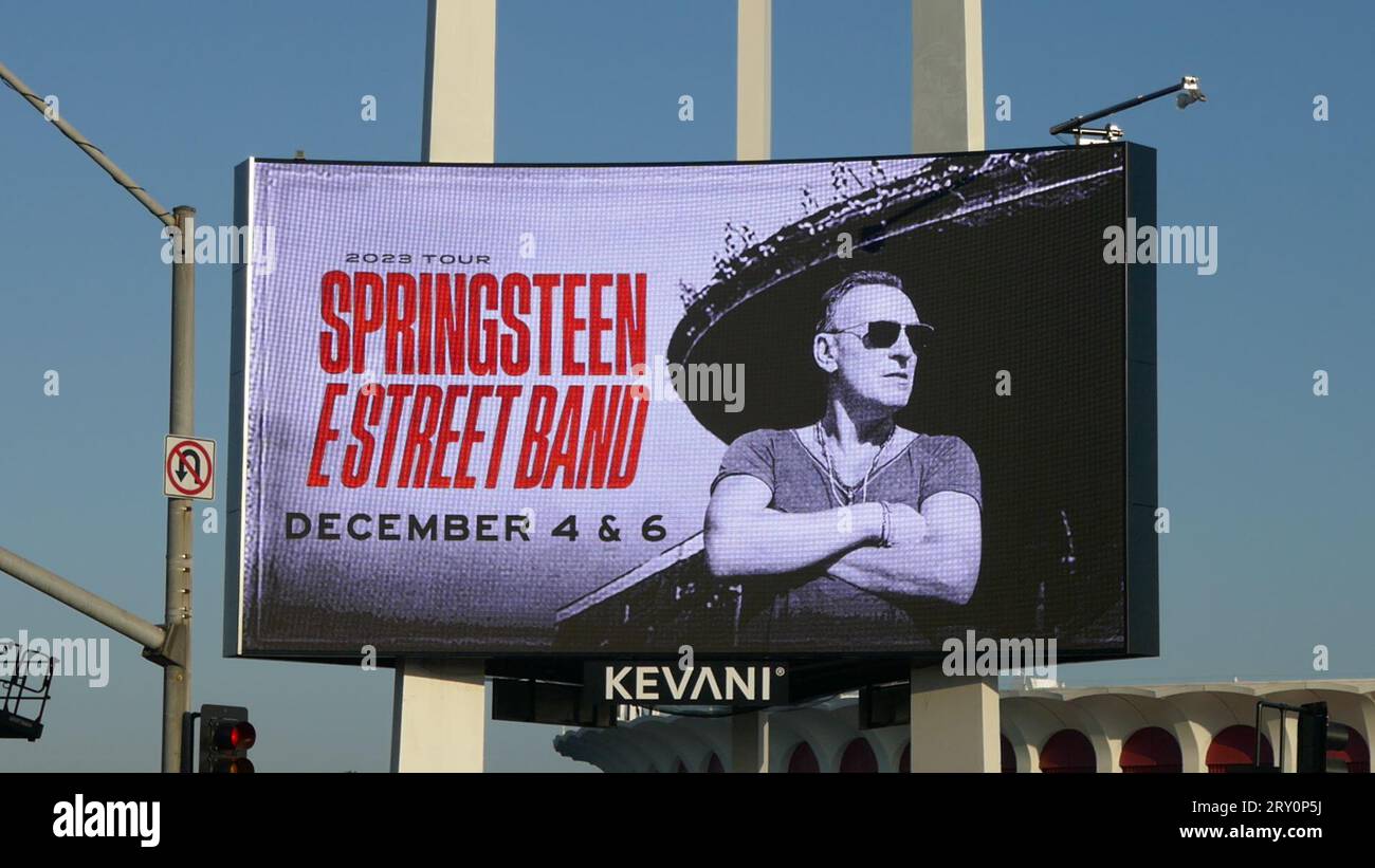 Inglewood, California, USA 23rd September 2023 Bruce Springsteen and E Street Band Concerts Marquee at Kia Forum on September 23, 2023 in Inglewood, California, USA. Bruce Springsteen announced today due to health reasons he is cancelling all 2023 Concerts.  Photo by Barry King/Alamy Stock Photo Stock Photo