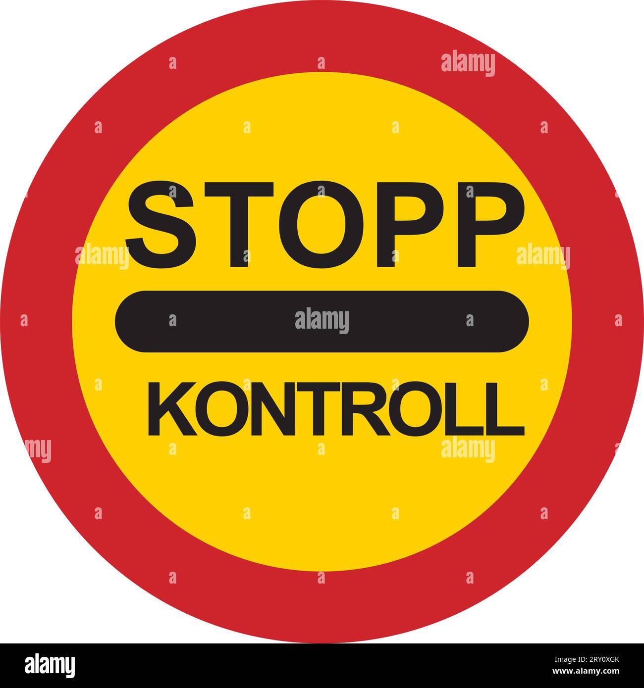 Stop for police control., Prohibitory signs are round with yellow backgrounds and red borders except the international standard stop sign that is an o Stock Vector
