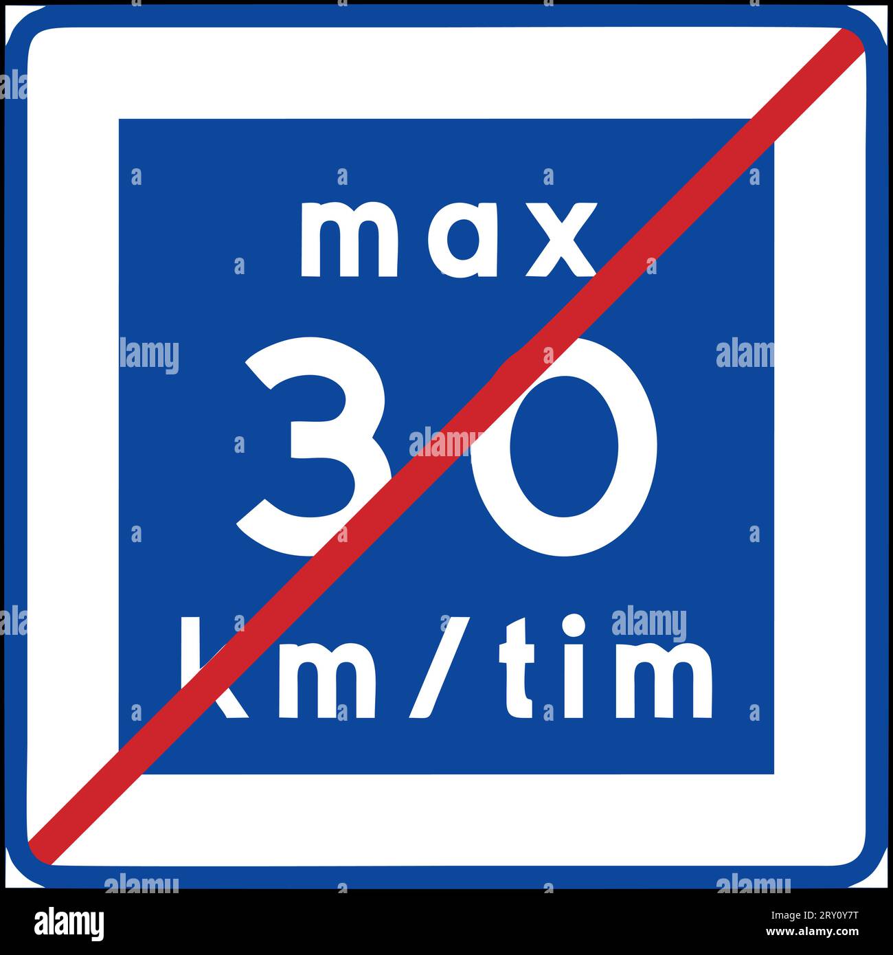 End of low-speed road, Special regulation signs, Road signs in Sweden Stock Vector