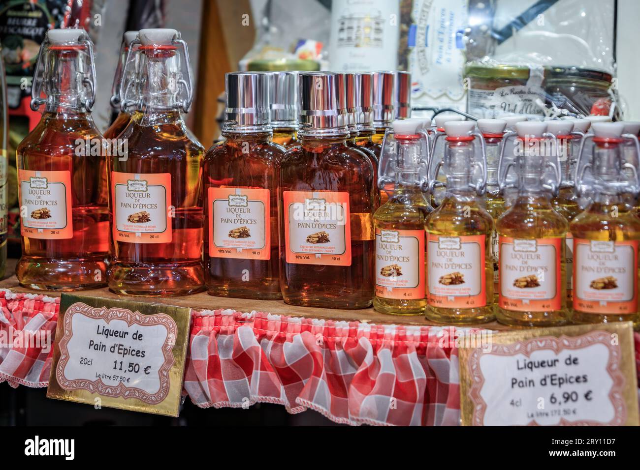 Strasbourg, France May 31, 2023 Traditional artisanal gingerbread liquor from Fortwenger
