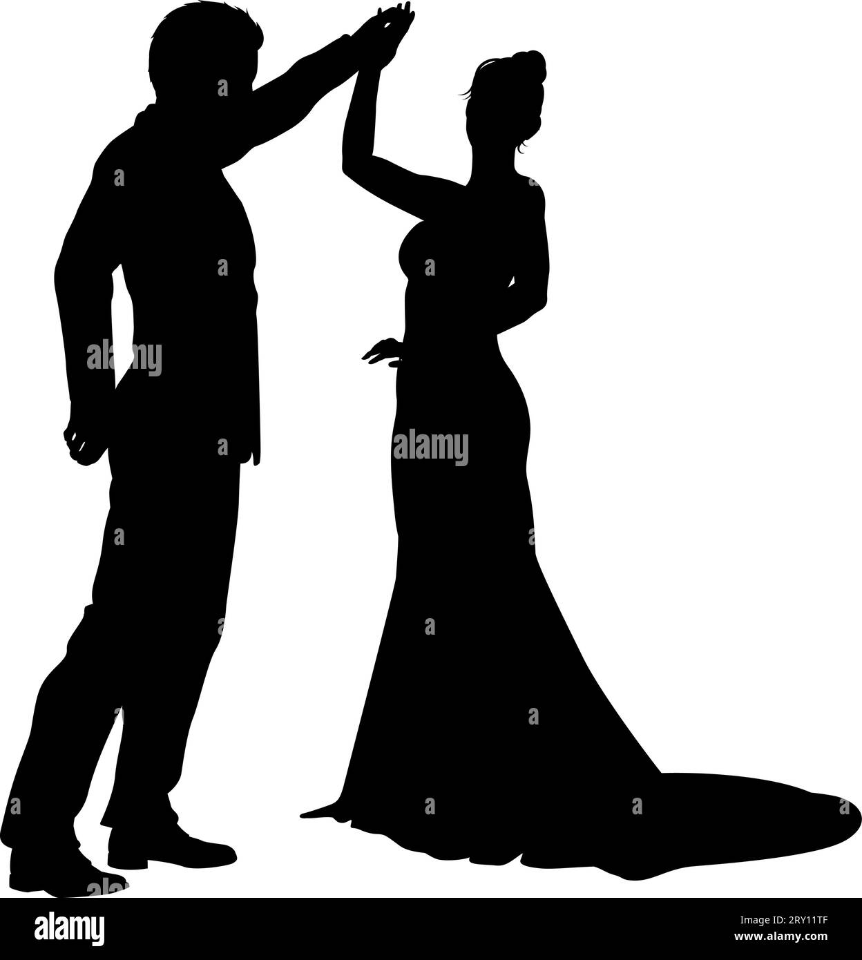 Bride And Groom Couple Wedding Dress Silhouettes Stock Vector Image ...