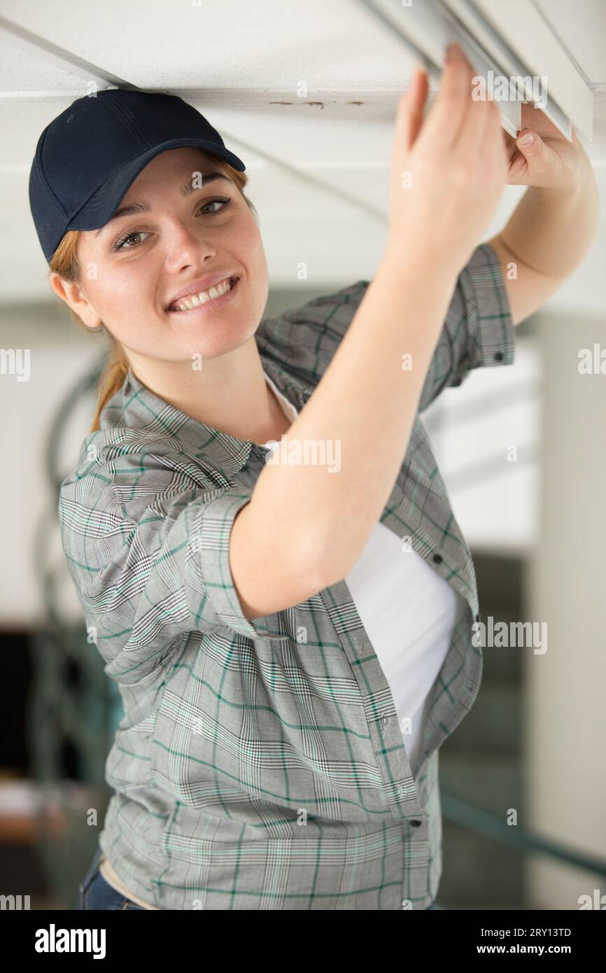 architect engineer woman with long ruler Stock Photo - Alamy